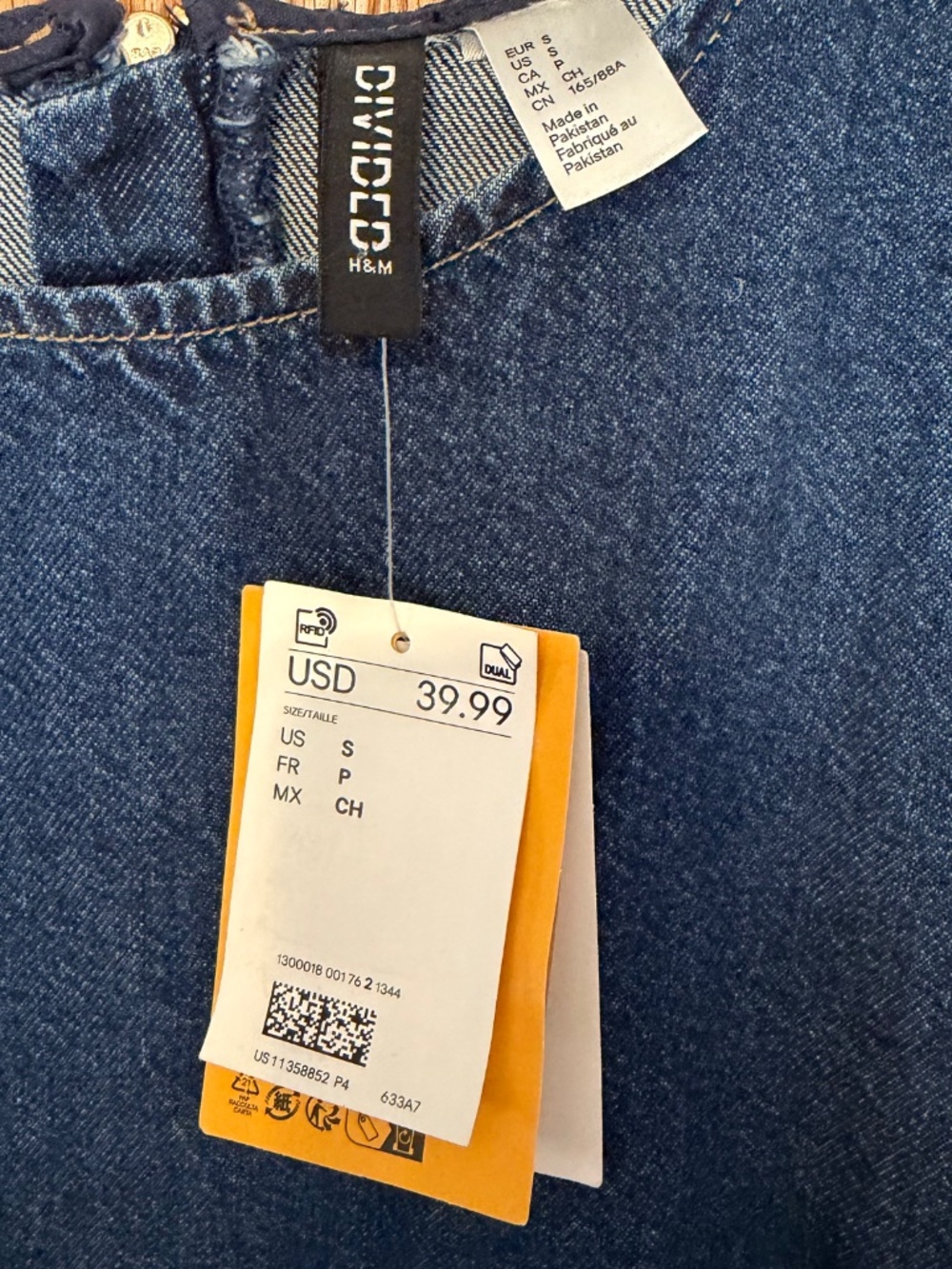 H&M Buckle Detail Denim Mini Dress S - Picture 7 of 9